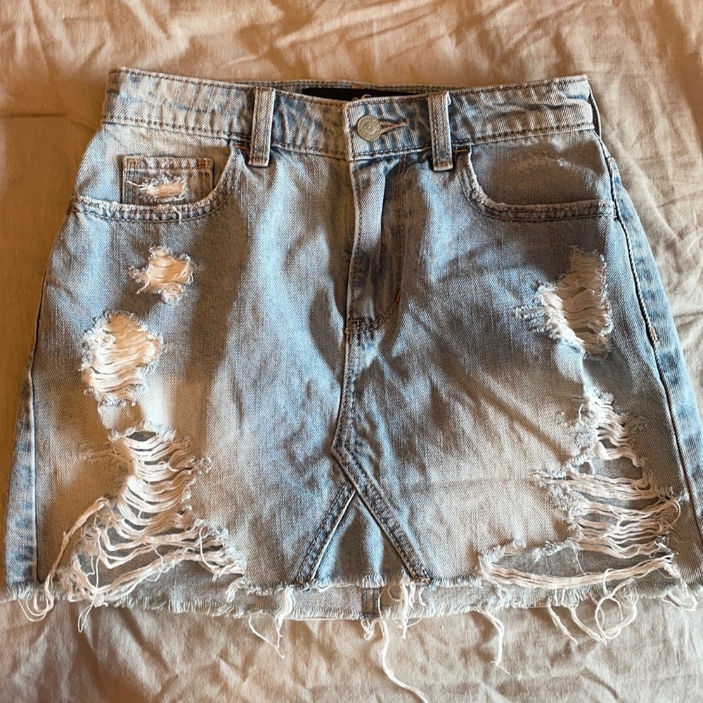 Hollister denim mini skirt